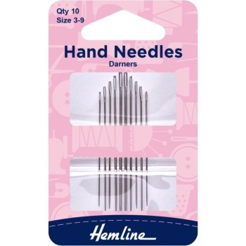 Jehly na ruční látání 10 ks Hemline, VO balení 5 karet