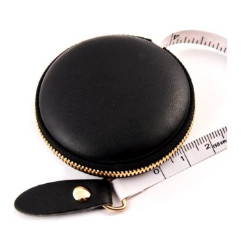 Svinovací metr 150 cm v koženkovém pouzdru se zlatým zipem Hemline Gol