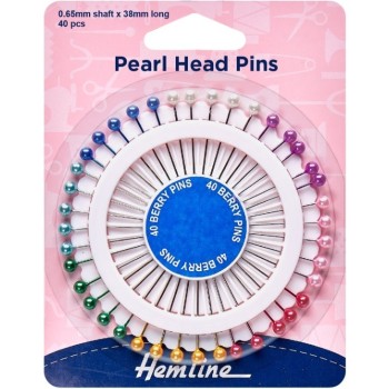 Špendlíky s perličkovými hlavičkami 40 ks Hemline, VO balení 5 karet