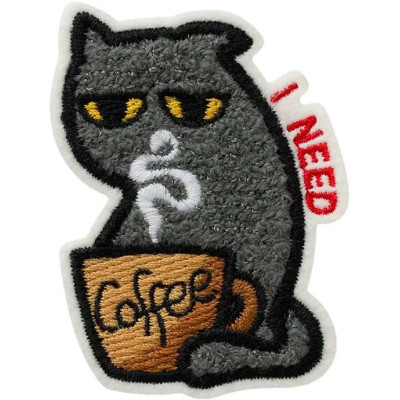 Nažehlovačka I need coffee kočka 6,0 x 4,3 cm Monoquick