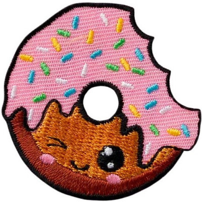 Nažehlovačka Donut s růžovou polevou 4,5 x 4,5 cm Monoquick