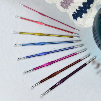 KnitPro Zing hliníkový pletací háček (jednostranný), VO balení: 5 ks