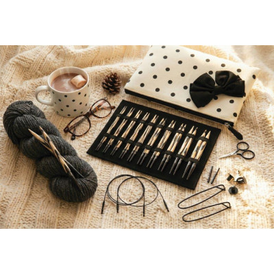 KnitPro Dreamz deluxe set dřevěných šroubovacích kruhových jehlic a př