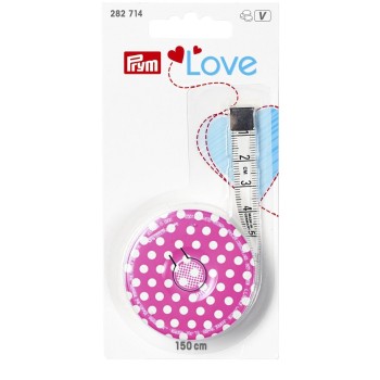 Krejčovský metr svinovací růžový 150 cm PRYM Love