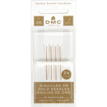 Pozlacené vyšívací jehly (4 ks) s tupou špičkou vel. 26 DMC