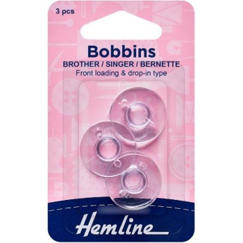 Plastové cívky do šicího stroje Brother, Singer, Bernette 3 ks Hemline