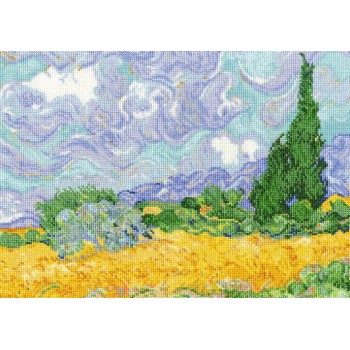Sada na vyšívání DMC Vincent van Gogh A Wheatfield with Cypresses, Pše