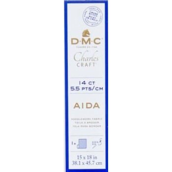 Vyšívací látka Aida 14 ct DMC 100% bavlna stočená v tubusu červená, 38