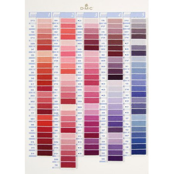 Barevnice se vzorky bavlnek DMC (500 barev) včetně 35 nových barev