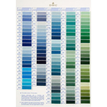 Barevnice se vzorky bavlnek DMC (500 barev) včetně 35 nových barev